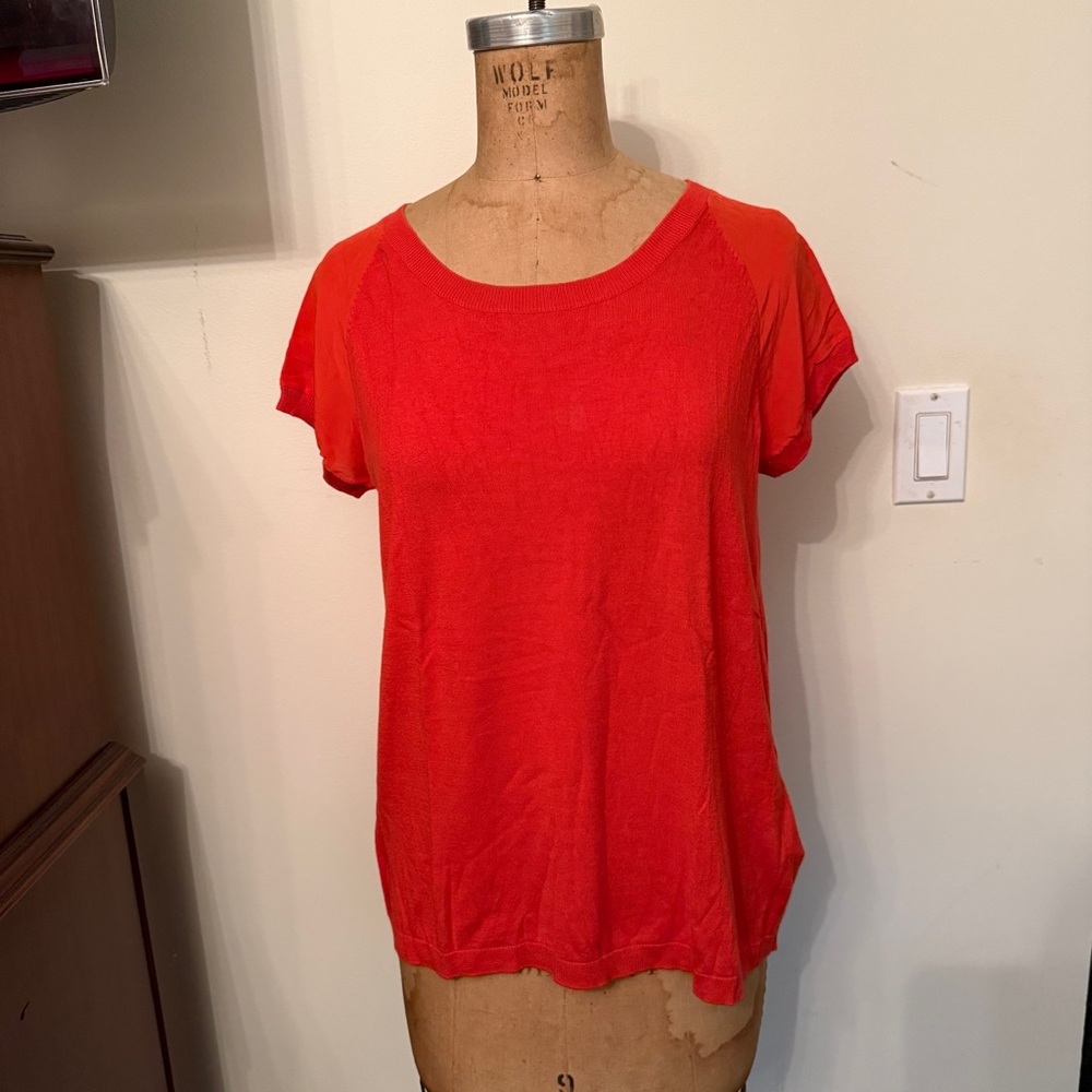 Gerard Darel Orange Silk Short Sleeve T-Shirt